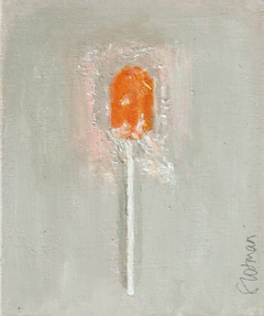 Gea Slotman, Oranje Lolly, 95 euro, Acryl op paneel zonder ljist, 12x10x2 cm