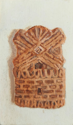 Gea Slotman, Speculaasje, 95 euro, Acryl op paneel zonder lijst, 10x6 cm