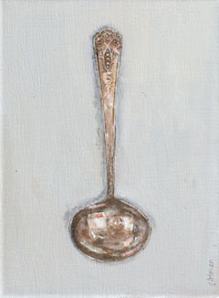 Gea Slotman, Zilveren juslepel, 245 euro, Olieverf op linnen zonder lijst, 18x24 cm
