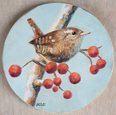 Aline Sprokkereef, Winterkoninkje, 195 euro, Acryl op hout, 13 cm