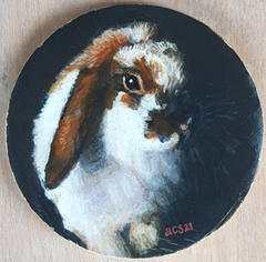 Aline Sprokkereef, Konijn in black, 195 euro, Acryl op hout, 13 cm