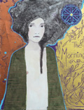 Karine Stader, The Morning, Gemengde techniek op doek, 30x24 cm, €.290,-