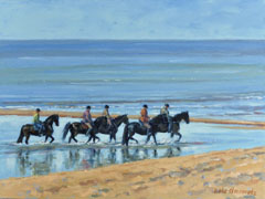 Geke Steenmetz, Paarden door het zwin, 490 euro, Olieverf op paneel in baklijst, 30x40 cm