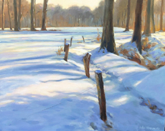 Geke Steenmetz, Winter in het bos, 320 euro, Olieverf in baklijst, 24x30 cm