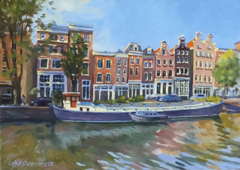Geke Steenmetz, Gelderse kade, 250 euro, Olieverf op paneel in baklijstje, 13x18 cm