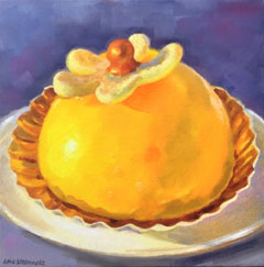 Geke Steenmetz, Tropical gebakje, 210 euro, Olieverf op paneel in baklijst, 15x15 cm