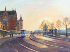 Geke Steenmetz, Centraal Station Amsterdam, 250 euro, Olieverf op paneel in baklijstje, 18x24 cm