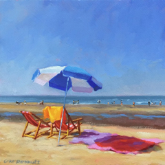 Geke Steenmetz, Even zwemmen, 220 euro, Olieverf op paneel in bakljst, 15x15 cm