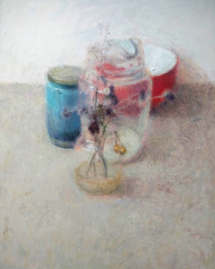 Pere Mon Taillant, Red bowl, Oil on canvas in wooden frame, 41x33 cm, €.550,- euro