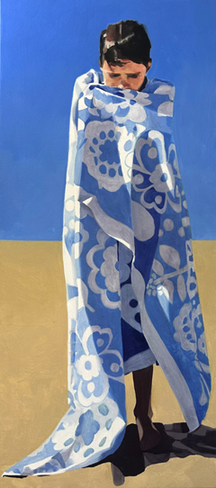 Sandra Thie, How it al began, 5750 euro, Olieverf op doek zonder lijst, 150x65 cm