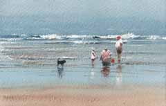 Jan Thiecke, Strand 1, 125 euro, Aquarel op papier zonder lijst, 10x15 cm