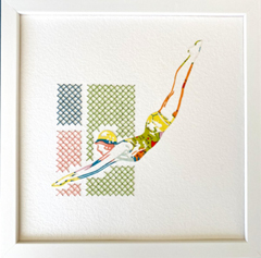 Renee Toonen, Zwester, 65 euro, Papiersnijwerk met borduursel in wit houten lijst, 18x18 cm