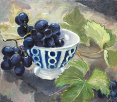 Annemarie Verschoor, Druiven, Olieverf op doek, 21x24 cm, €.180,-
