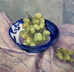 Annemarie Verschoor, Groene Druiven, Olieverf op doek, 30x30 cm, €.225,-