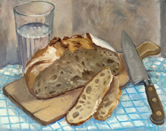 Annemarie Verschoor, Water en brood, Olieverf op paneel zonder lijst, 22x29 cm, €.250,-