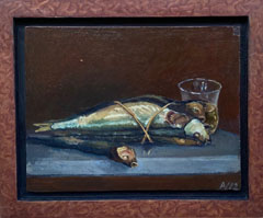 Annemarie Verschoor, Sprotjes, 200 euro, Olieverf op paneel in lijst, 24x29 cm