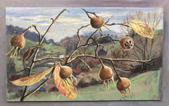 Annemarie Verschoor, Mispels, 200 euro, Olieverf op hout, 23x39 cm