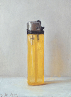 Serge de Vries, Aansteker 4, Olieverf op paneel, 13x9 cm, €.225,-