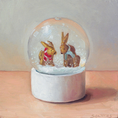 Serge de Vries, Sneeuwbol, 295 euro, Olieverf op paneel zonder lijst, 12,5x12,5 cm