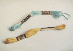 Serge de Vries, Borduurgaren, 325 euro, Olieverf op paneel zonder lijst, 11,6x16,8 cm