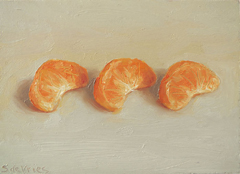 Serge de Vries, Mandarijn partjes, 325 euro, Olieverf op paneel zonder lijst, 8,5x12 cm