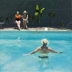 Annette van Waaijen, The Pool, 345 euro, Mixed Media op doek in baklijst, 20x20 cm