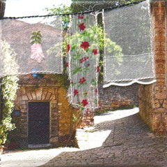 Annette van Waaijen, Franse Was I, 145 euro, Foto op canvas met borduurwerk in witte baklijst, 10x10 cm