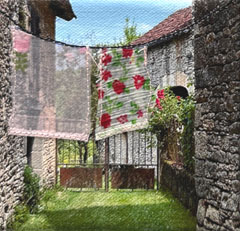 Annette van Waaijen, Franse Was II, 145 euro, Foto op canvas met borduurwerk in witte baklijst, 10x10 cm