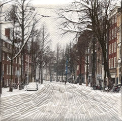 Annette van Waaijen, Once upon a time in Amsterdam, 145 euro, Foto op canvas met borduurwerk in witte baklijst, 10x10 cm