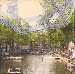 Annette van Waaijen, Amsterdam blue, 224 euro, Mixed media on canvas in zwarte lijst, 15x15 cm