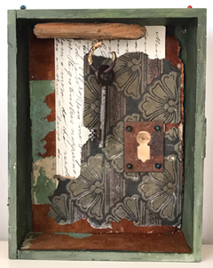 Antje Weber, Keyhole Mystery, Collage in box, 18x14x4 cm, €.110,-