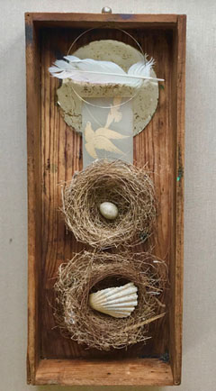 Antje Weber, Make yourself a nest, Mixed media in box, 43x18x7 cm, €.150,-