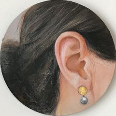 Antje Weber, Golden earing, Acryl op doek met bladgoud, 20 cm, €.150,-