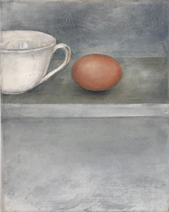 Antje Weber, Cup and Egg, Acryl op doek, 30x24 cm, €.200,-
