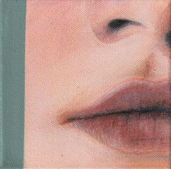 Antje Weber, Green Kiss, 120 euro, Acrylic on canvas, 15x15 cm