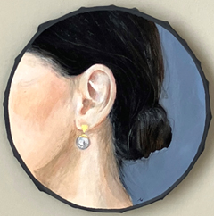 Antje Weber, Pearl Earring, 150 euro, Mixed technique on canvas with 23K gold without frame, 20 cm