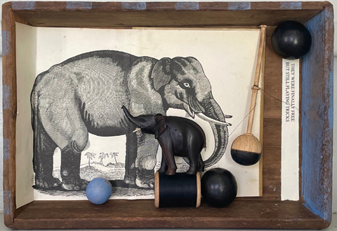 Antje Weber, They were finaly free, 170 euro, Mixed Media with ebony elephant, 19x27x4 cm