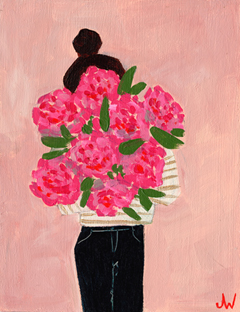Joelle Wehkamp, Flowergirl E, 350 euro, Acryl op paneel in baklijstje, 18x14 cm