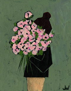 Joelle Wehkamp, Flowergirl J, 350 euro, Acryl op paneel in baklijstje, 18x14 cm