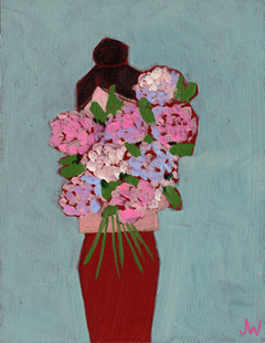 Joelle Wehkamp, Flowergirl K, 250 euro, Acryl op paneel in baklijstje, 18x14 cm