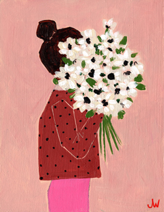 Joelle Wehkamp, Flowergirl L, 250 euro, Acryl op paneel in baklijstje, 18x14 cm