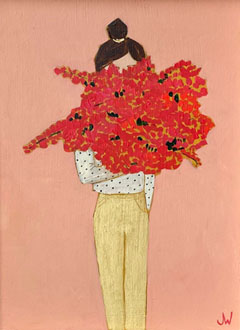 Joelle Wehkamp, Flowergirl, 350 euro, Acryl op paneel in baklijst, 18x24 cm