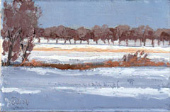 Gineke Zikken, Sneeuw in 't veen, Olieverf op doek zonder baklijst, 10x15 cm, €.145,-