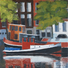 Gineke Zikken, Amstel 2, 900 euro, Olieverf op doek in baklijst, 40x40 cm