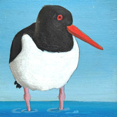 Yvonne Zomerdijk, Scholekster 1, 85 euro, Olieverf op paneel zonder lijst, 10x10 (komt een beetje van de muur