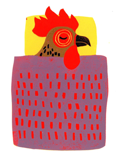 Yvonne Zomerdijk, Kip, 75 euro, Linodruk in zwarte lijst, 24x18 cm