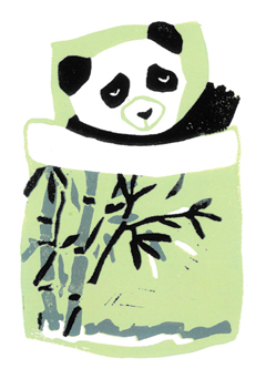 Yvonne Zomerdijk, Panda, 75 euro, Linodruk in zwarte lijst, 24x18 cm
