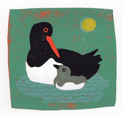 Yvonne Zomerdijk, ouder met kind, 75 euro, Linodruk in lijst, 20x20 cm